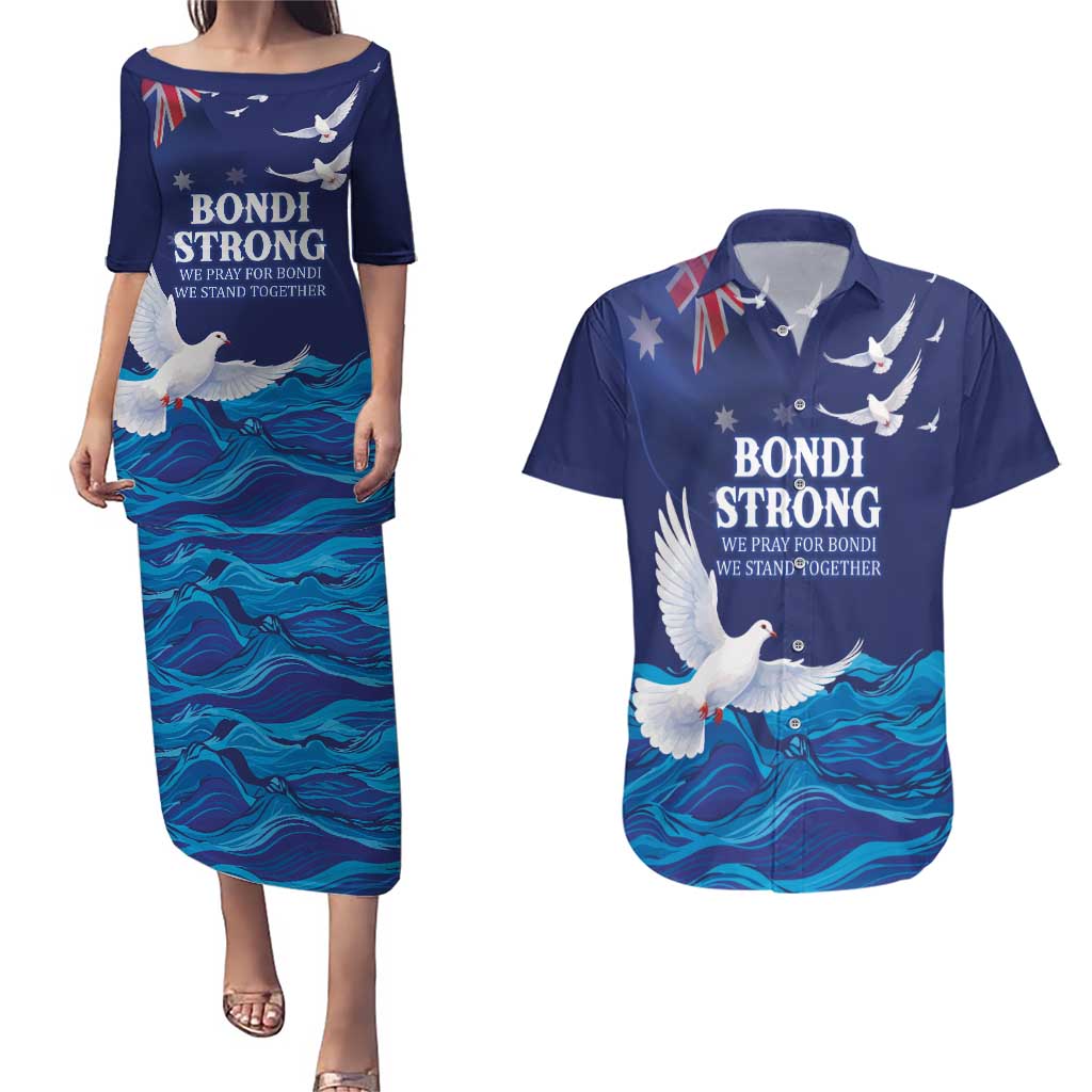 Bondi Beach Pray For Australia Personalised Couples Matching Puletasi and Hawaiian Shirt - Aussie Hoodie