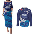 Bondi Beach Pray For Australia Personalised Couples Matching Puletasi and Long Sleeve Button Shirt - Aussie Hoodie
