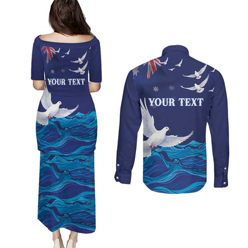 Bondi Beach Pray For Australia Personalised Couples Matching Puletasi and Long Sleeve Button Shirt - Aussie Hoodie