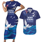 Bondi Beach Pray For Australia Personalised Couples Matching Short Sleeve Bodycon Dress and Hawaiian Shirt - Aussie Hoodie