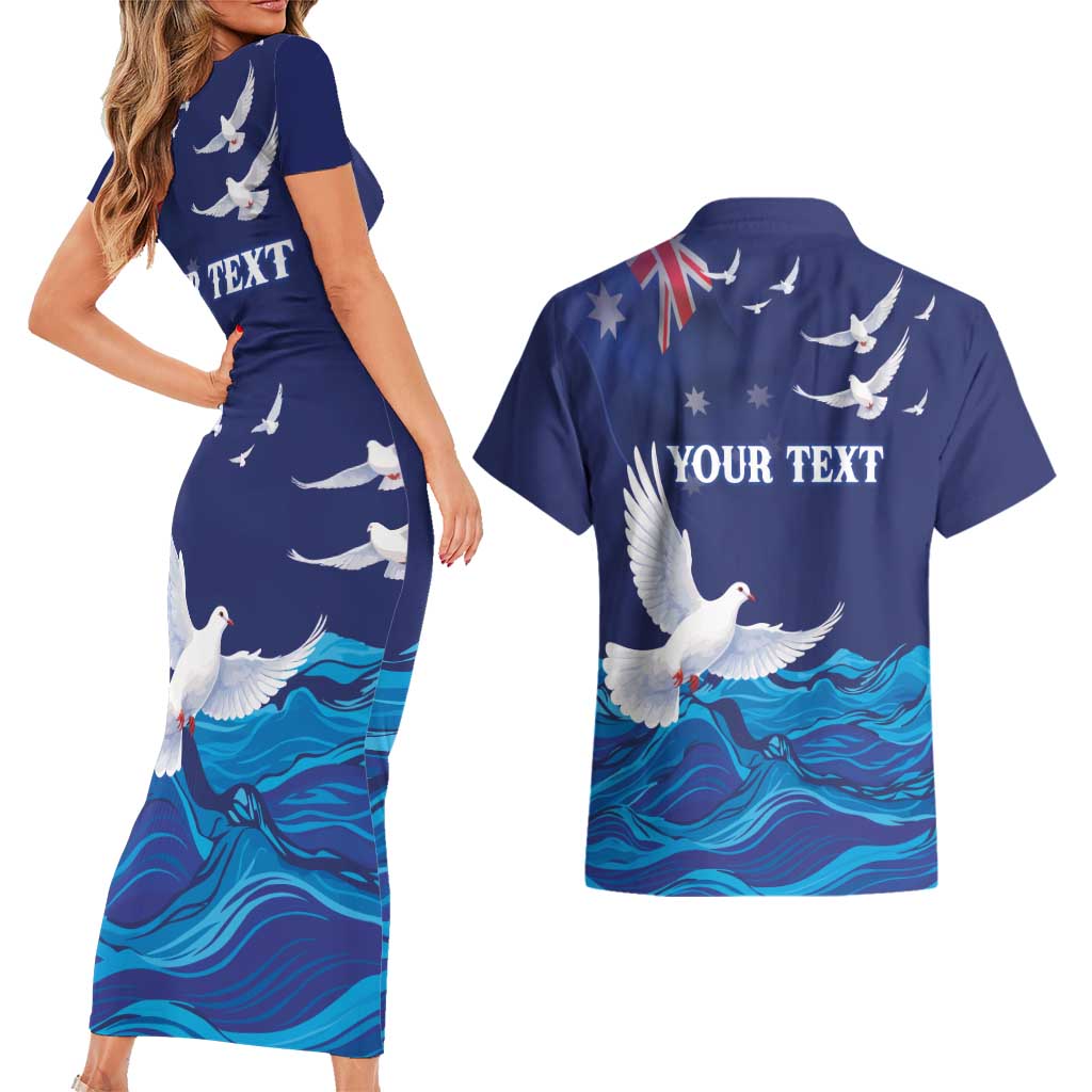 Bondi Beach Pray For Australia Personalised Couples Matching Short Sleeve Bodycon Dress and Hawaiian Shirt - Aussie Hoodie