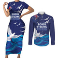 Bondi Beach Pray For Australia Personalised Couples Matching Short Sleeve Bodycon Dress and Long Sleeve Button Shirt - Aussie Hoodie