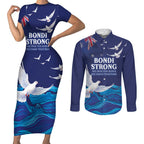 Bondi Beach Pray For Australia Personalised Couples Matching Short Sleeve Bodycon Dress and Long Sleeve Button Shirt - Aussie Hoodie