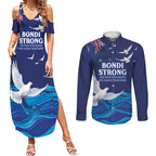 Bondi Beach Pray For Australia Personalised Couples Matching Summer Maxi Dress and Long Sleeve Button Shirt - Aussie Hoodie