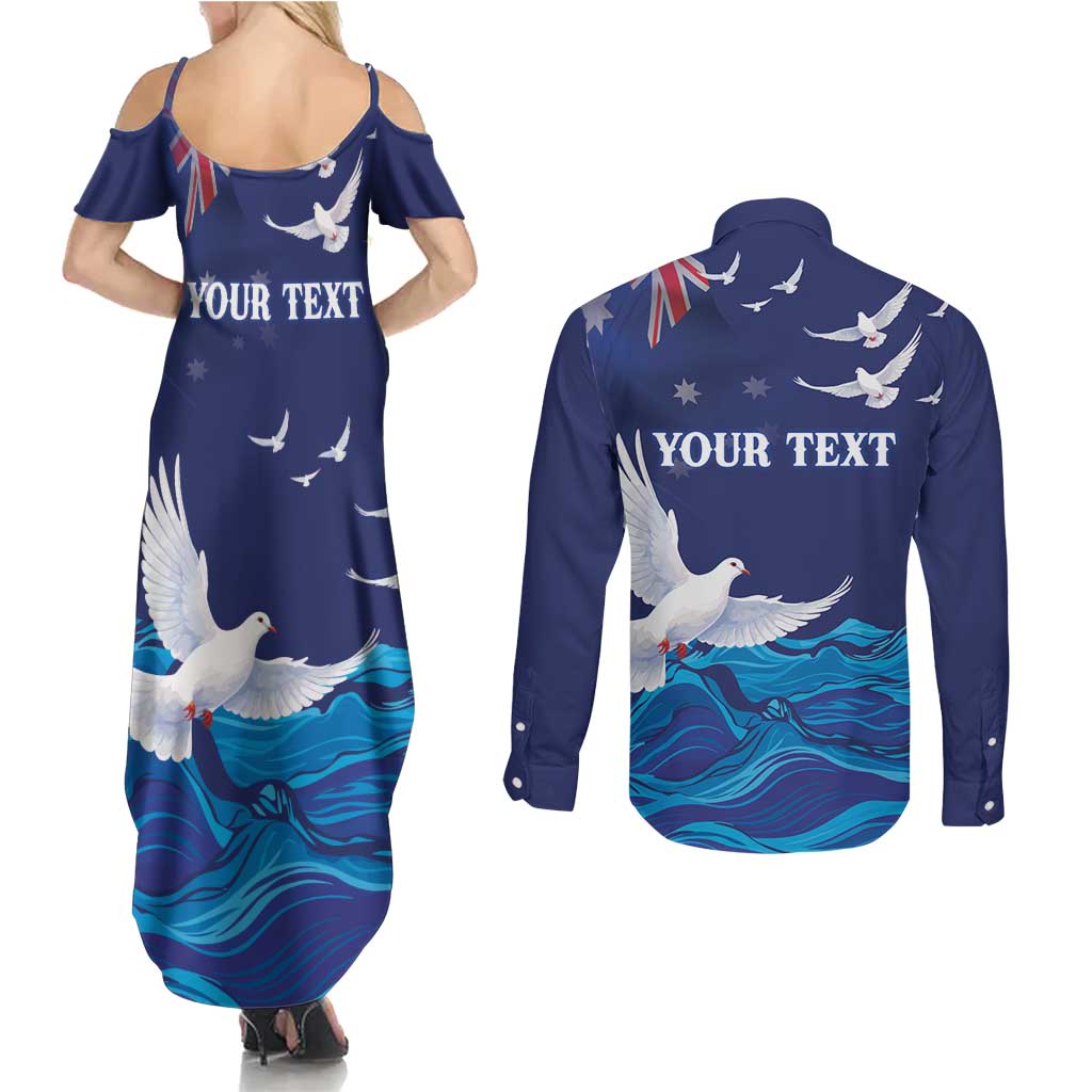 Bondi Beach Pray For Australia Personalised Couples Matching Summer Maxi Dress and Long Sleeve Button Shirt - Aussie Hoodie