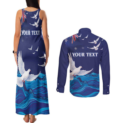 Bondi Beach Pray For Australia Personalised Couples Matching Tank Maxi Dress and Long Sleeve Button Shirt - Aussie Hoodie