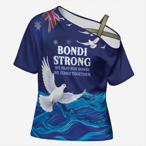 Bondi Beach Pray For Australia Personalised Cross Shoulder Shirt - Aussie Hoodie