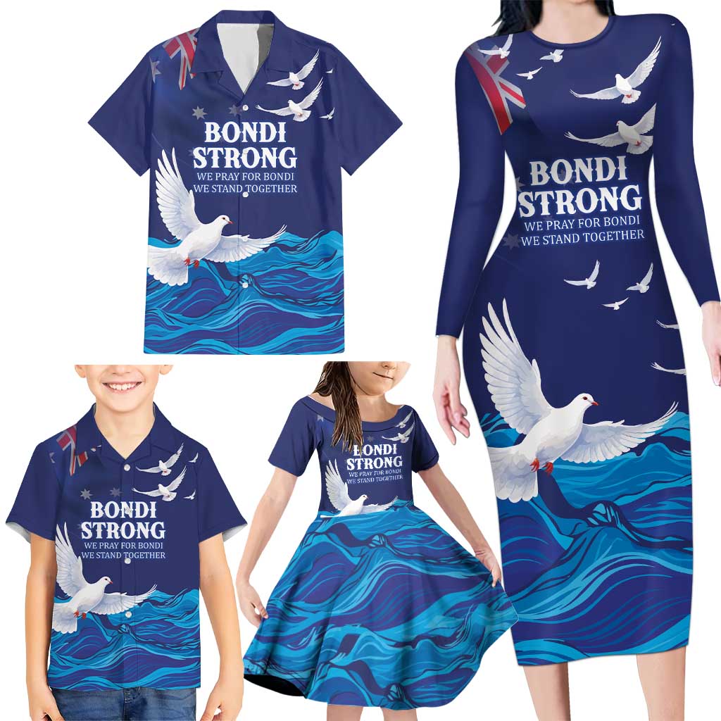 Bondi Beach Pray For Australia Personalised Family Matching Long Sleeve Bodycon Dress and Hawaiian Shirt - Aussie Hoodie