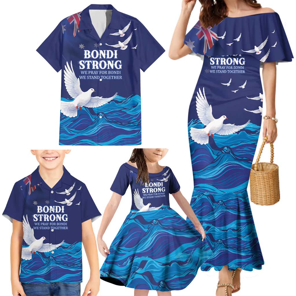 Bondi Beach Pray For Australia Personalised Family Matching Mermaid Dress and Hawaiian Shirt - Aussie Hoodie