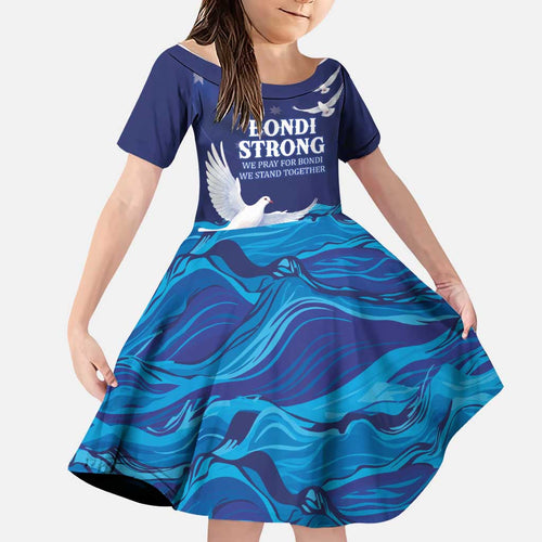 Bondi Beach Pray For Australia Personalised Family Matching Off The Shoulder Long Sleeve Dress and Hawaiian Shirt - Aussie Hoodie