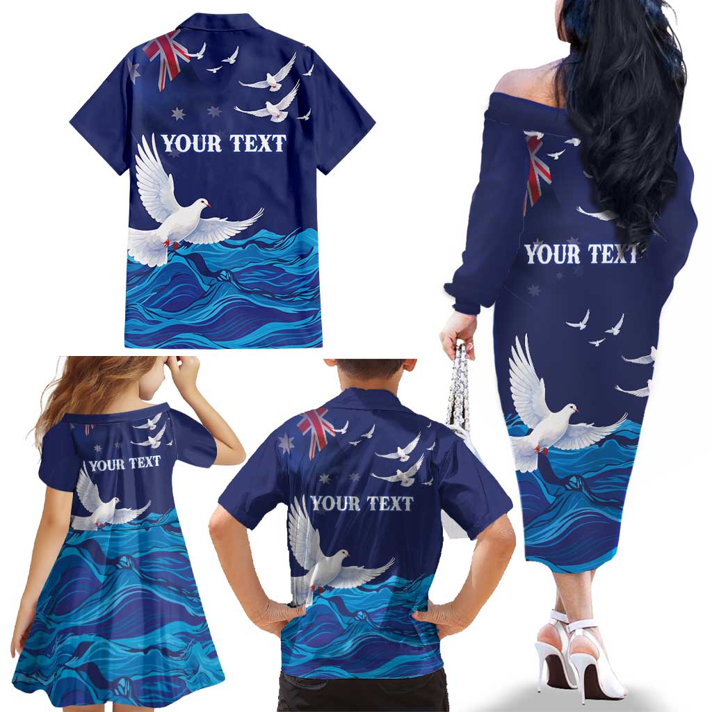 Bondi Beach Pray For Australia Personalised Family Matching Off The Shoulder Long Sleeve Dress and Hawaiian Shirt - Aussie Hoodie