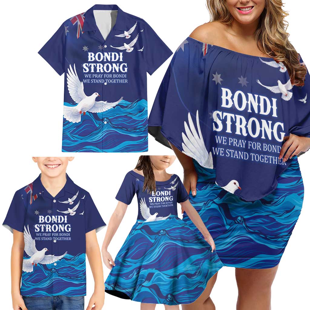 Bondi Beach Pray For Australia Personalised Family Matching Off Shoulder Short Dress and Hawaiian Shirt - Aussie Hoodie