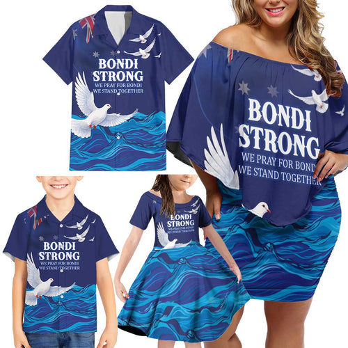 Bondi Beach Pray For Australia Personalised Family Matching Off Shoulder Short Dress and Hawaiian Shirt - Aussie Hoodie