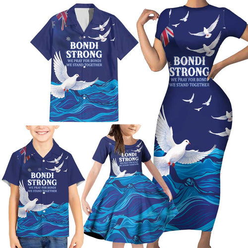Bondi Beach Pray For Australia Personalised Family Matching Short Sleeve Bodycon Dress and Hawaiian Shirt - Aussie Hoodie