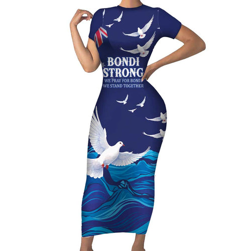 Bondi Beach Pray For Australia Personalised Family Matching Short Sleeve Bodycon Dress and Hawaiian Shirt - Aussie Hoodie