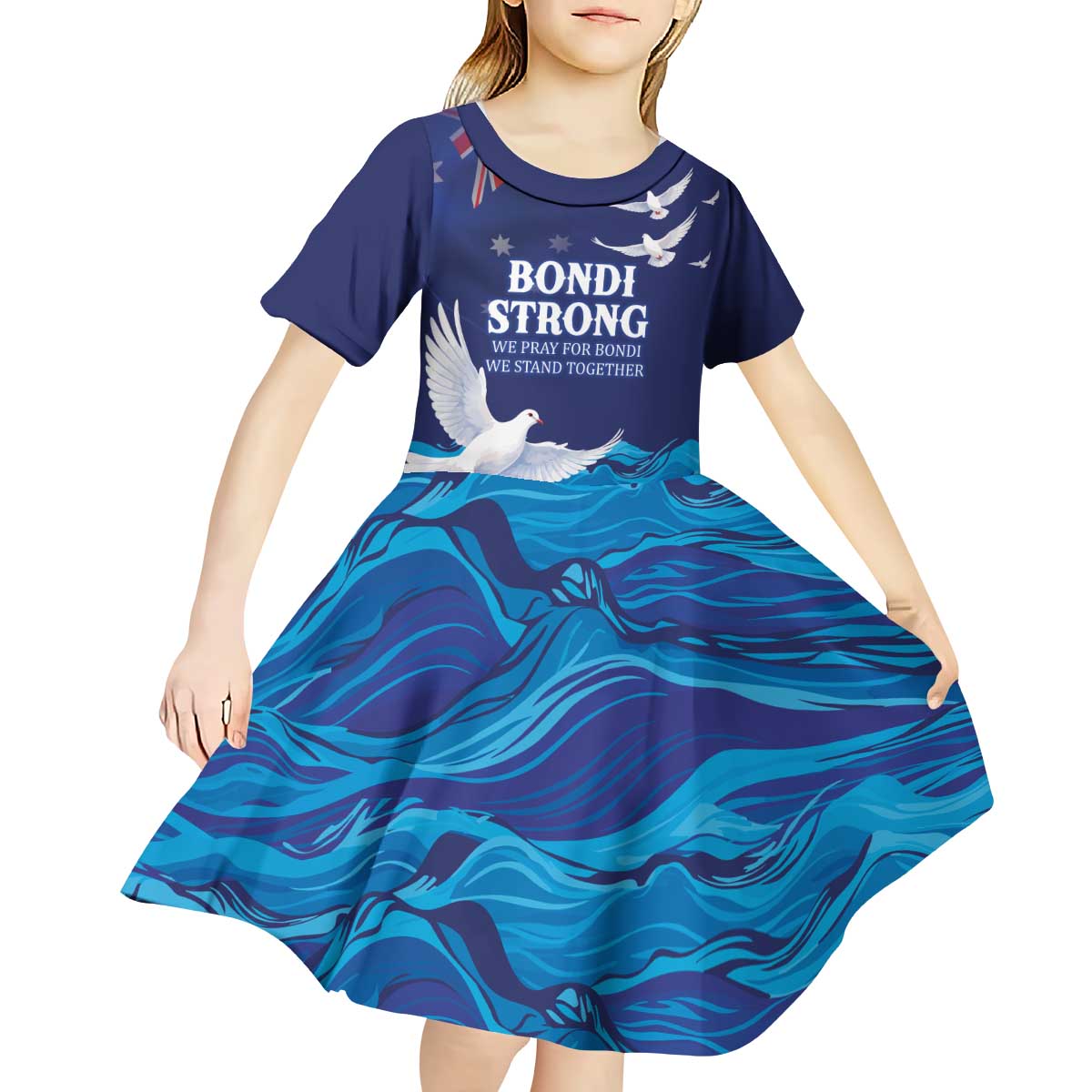 Bondi Beach Pray For Australia Personalised Kid Short Sleeve Dress - Aussie Hoodie