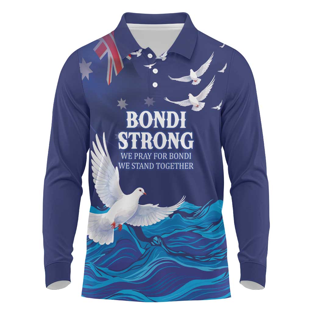 Bondi Beach Pray For Australia Personalised Long Sleeve Polo Shirt - Aussie Hoodie