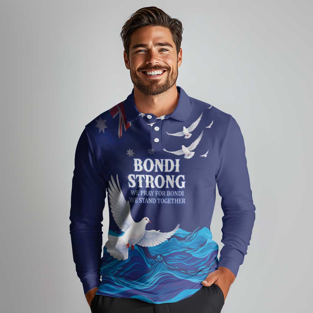 Bondi Beach Pray For Australia Personalised Long Sleeve Polo Shirt - Aussie Hoodie