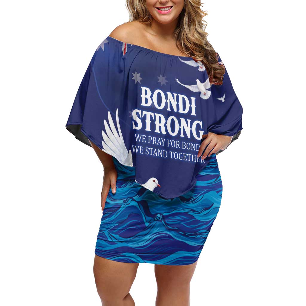 Bondi Beach Pray For Australia Personalised Off Shoulder Short Dress - Aussie Hoodie