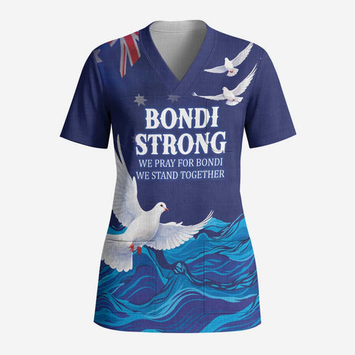 Bondi Beach Pray For Australia Personalised Scrub Top - Aussie Hoodie