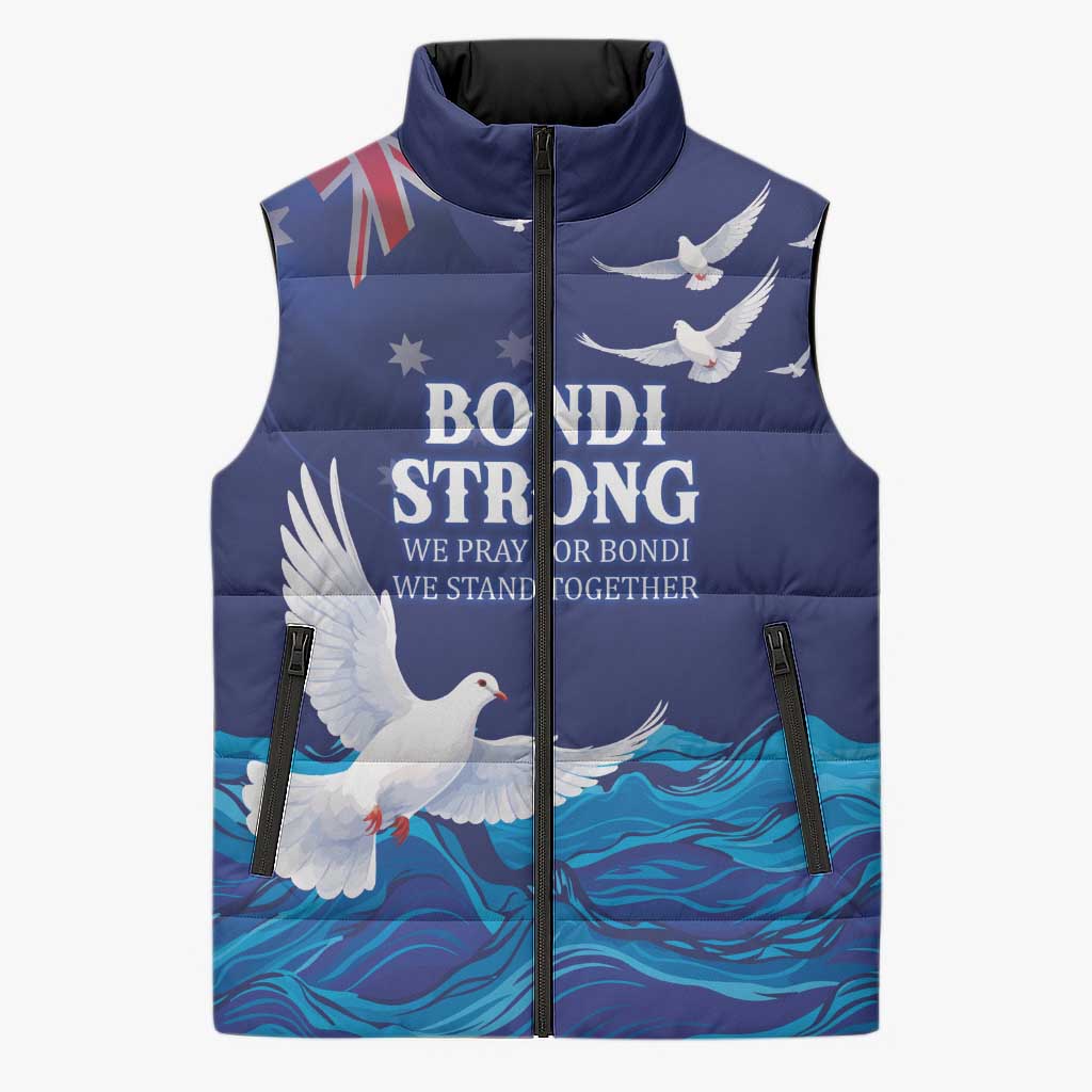 Bondi Beach Pray For Australia Personalised Sleeveless Puffer Jacket - Aussie Hoodie