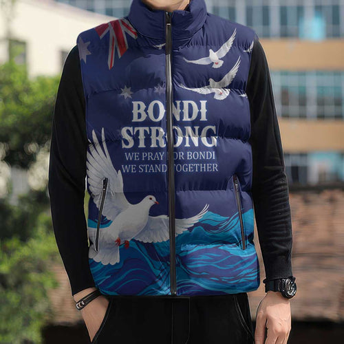 Bondi Beach Pray For Australia Personalised Sleeveless Puffer Jacket - Aussie Hoodie