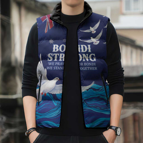 Bondi Beach Pray For Australia Personalised Sleeveless Puffer Jacket - Aussie Hoodie