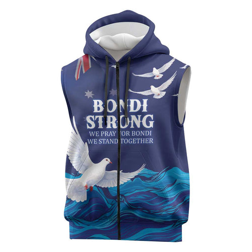 Bondi Beach Pray For Australia Personalised Sleeveless Zip Hoodie - Aussie Hoodie