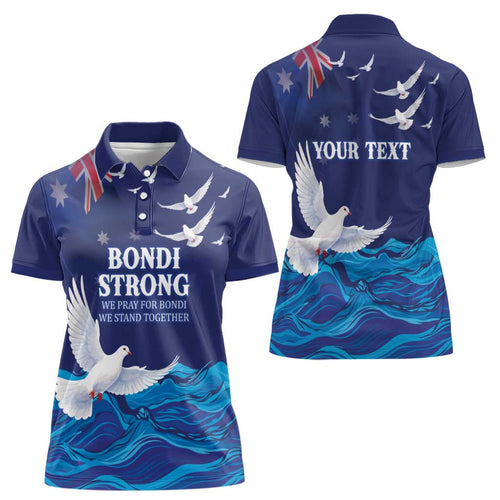 Bondi Beach Pray For Australia Personalised Women Polo Shirt - Aussie Hoodie