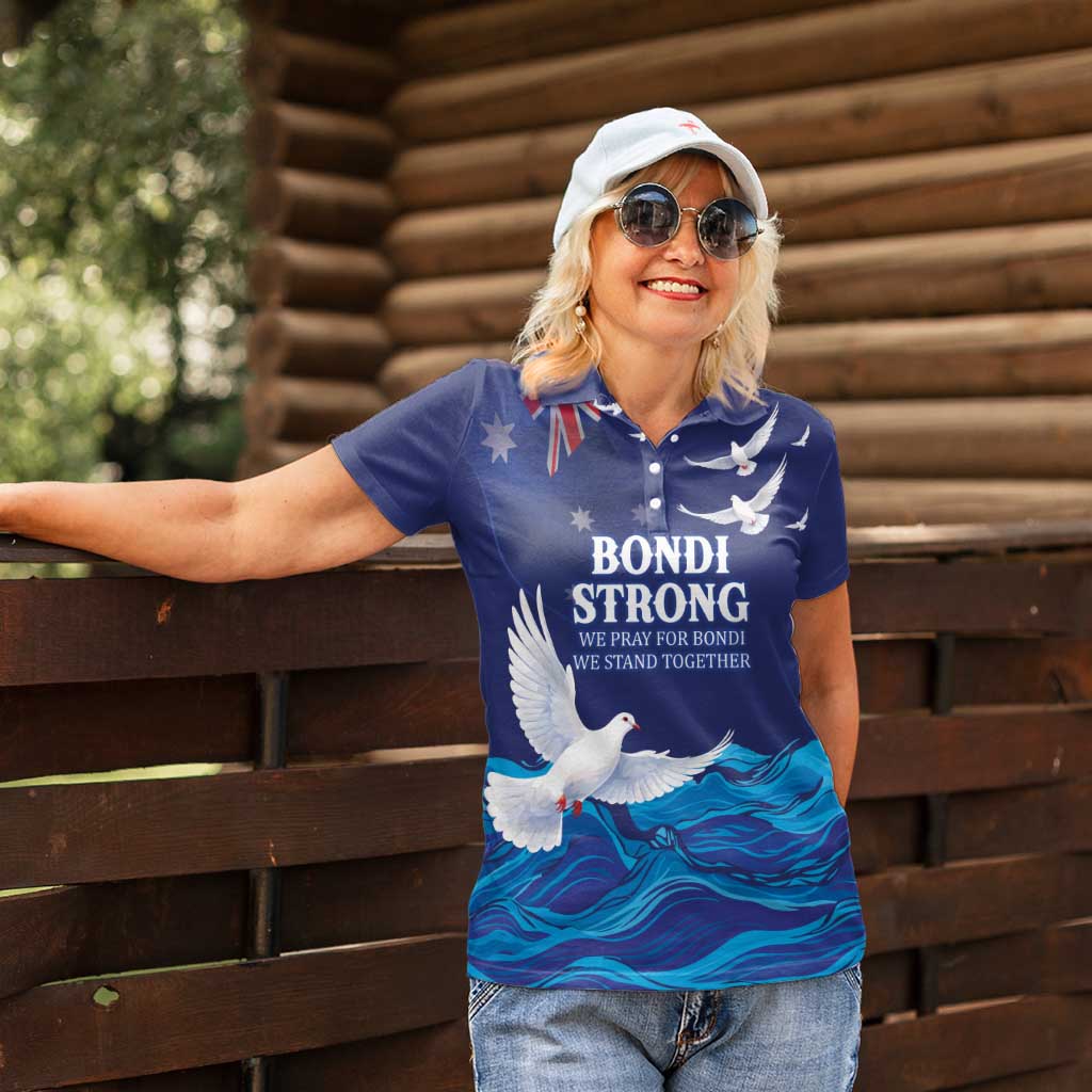 Bondi Beach Pray For Australia Personalised Women Polo Shirt - Aussie Hoodie