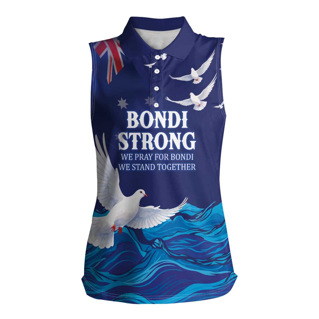 Bondi Beach Pray For Australia Personalised Women Sleeveless Polo Shirt - Aussie Hoodie