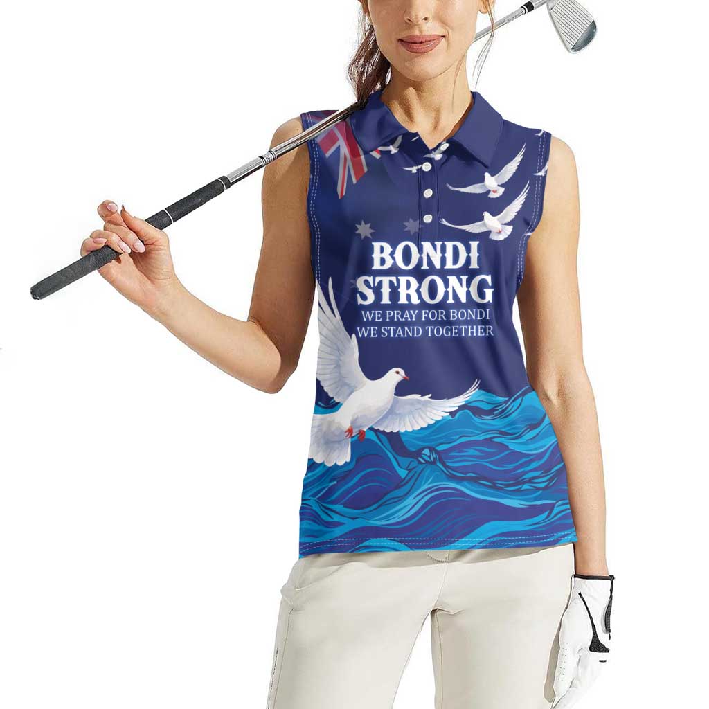 Bondi Beach Pray For Australia Personalised Women Sleeveless Polo Shirt - Aussie Hoodie