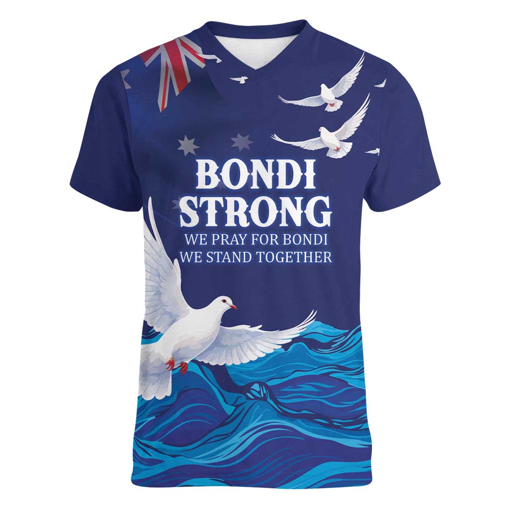 Bondi Beach Pray For Australia Personalised Women V-Neck T-Shirt - Aussie Hoodie