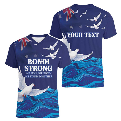 Bondi Beach Pray For Australia Personalised Women V-Neck T-Shirt - Aussie Hoodie