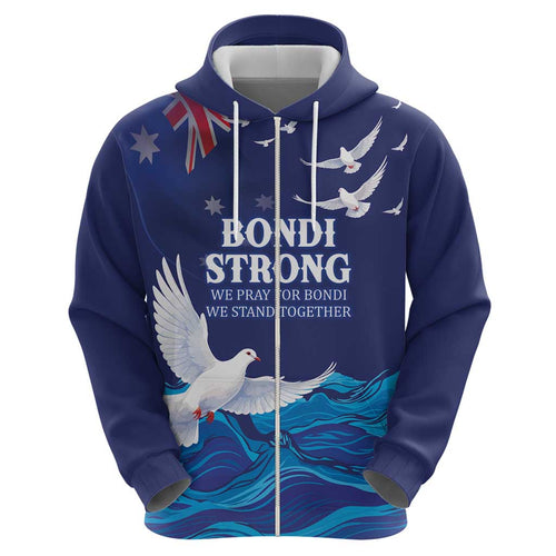 Bondi Beach Pray For Australia Personalised Zip Hoodie - Aussie Hoodie