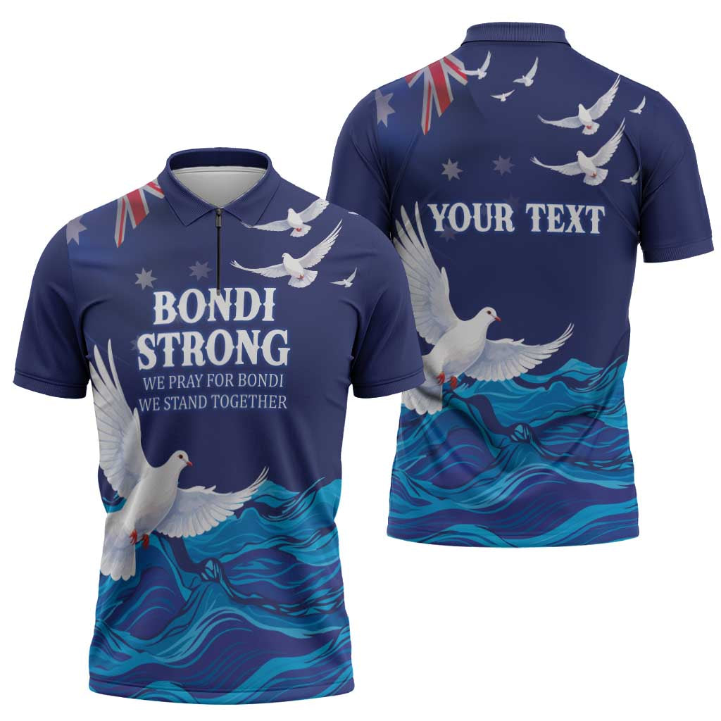 Bondi Beach Pray For Australia Personalised Zipper Polo Shirt - Aussie Hoodie