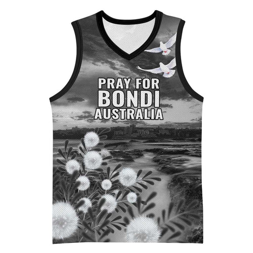 Bondi Beach Sydney Personalised Basketball Jersey Pray For Bondi Australia - Aussie Hoodie