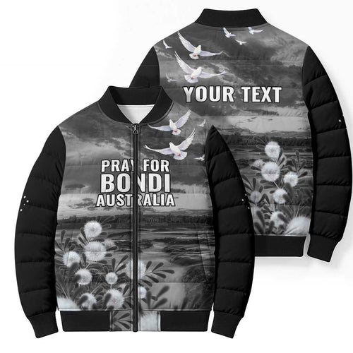 Bondi Beach Sydney Personalised Bomber Puffer Jacket Pray For Bondi Australia - Aussie Hoodie
