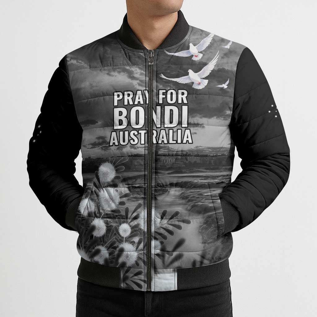 Bondi Beach Sydney Personalised Bomber Puffer Jacket Pray For Bondi Australia - Aussie Hoodie
