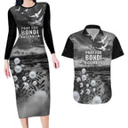 Bondi Beach Sydney Personalised Couples Matching Long Sleeve Bodycon Dress and Hawaiian Shirt Pray For Bondi Australia - Aussie Hoodie
