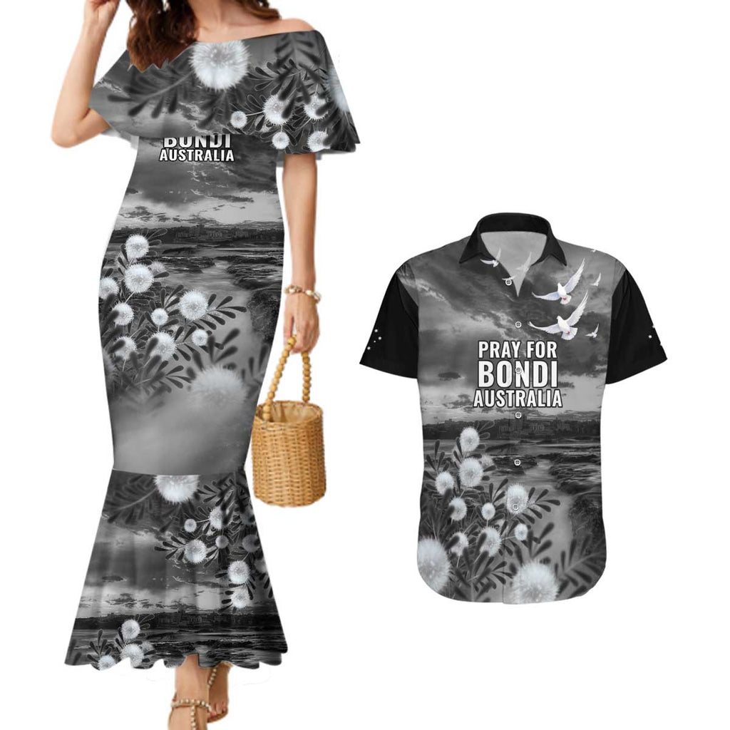 Bondi Beach Sydney Personalised Couples Matching Mermaid Dress and Hawaiian Shirt Pray For Bondi Australia - Aussie Hoodie