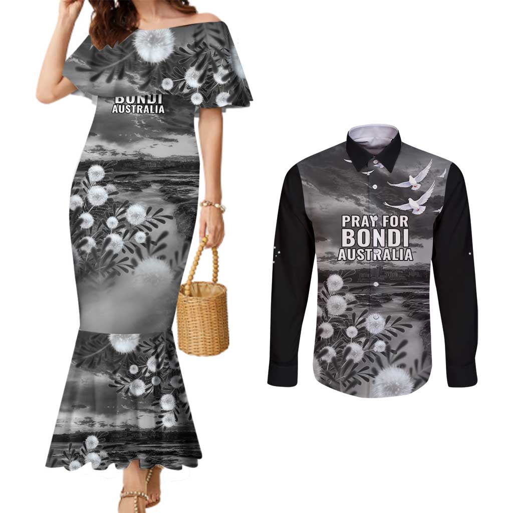 Bondi Beach Sydney Personalised Couples Matching Mermaid Dress and Long Sleeve Button Shirt Pray For Bondi Australia - Aussie Hoodie