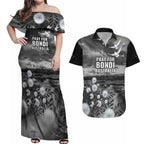 Bondi Beach Sydney Personalised Couples Matching Off Shoulder Maxi Dress and Hawaiian Shirt Pray For Bondi Australia - Aussie Hoodie