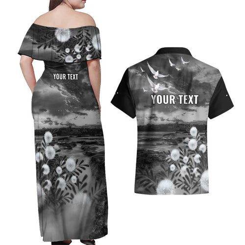 Bondi Beach Sydney Personalised Couples Matching Off Shoulder Maxi Dress and Hawaiian Shirt Pray For Bondi Australia - Aussie Hoodie