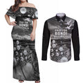 Bondi Beach Sydney Personalised Couples Matching Off Shoulder Maxi Dress and Long Sleeve Button Shirt Pray For Bondi Australia - Aussie Hoodie
