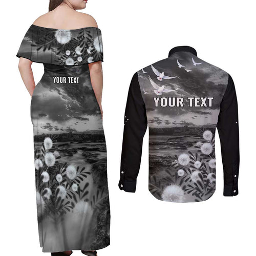 Bondi Beach Sydney Personalised Couples Matching Off Shoulder Maxi Dress and Long Sleeve Button Shirt Pray For Bondi Australia - Aussie Hoodie