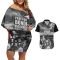 Bondi Beach Sydney Personalised Couples Matching Off Shoulder Short Dress and Hawaiian Shirt Pray For Bondi Australia - Aussie Hoodie