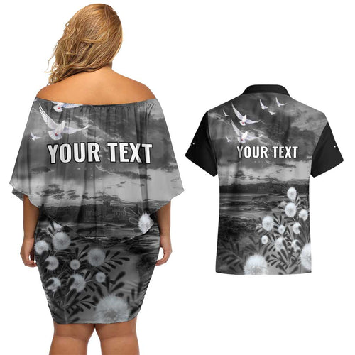 Bondi Beach Sydney Personalised Couples Matching Off Shoulder Short Dress and Hawaiian Shirt Pray For Bondi Australia - Aussie Hoodie
