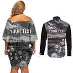 Bondi Beach Sydney Personalised Couples Matching Off Shoulder Short Dress and Long Sleeve Button Shirt Pray For Bondi Australia - Aussie Hoodie