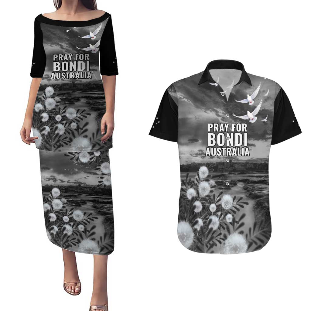 Bondi Beach Sydney Personalised Couples Matching Puletasi and Hawaiian Shirt Pray For Bondi Australia - Aussie Hoodie